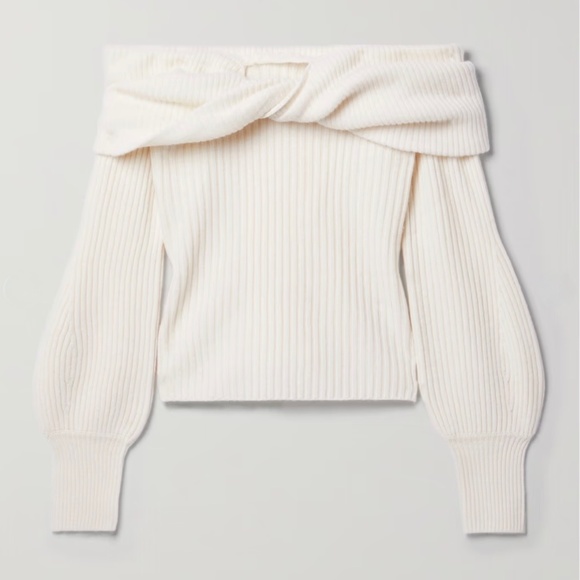 Cara Cara Salma Off-the-Shoulder Ribbed Twisted Wool and Cashmere-blend … - Picture 4 of 16